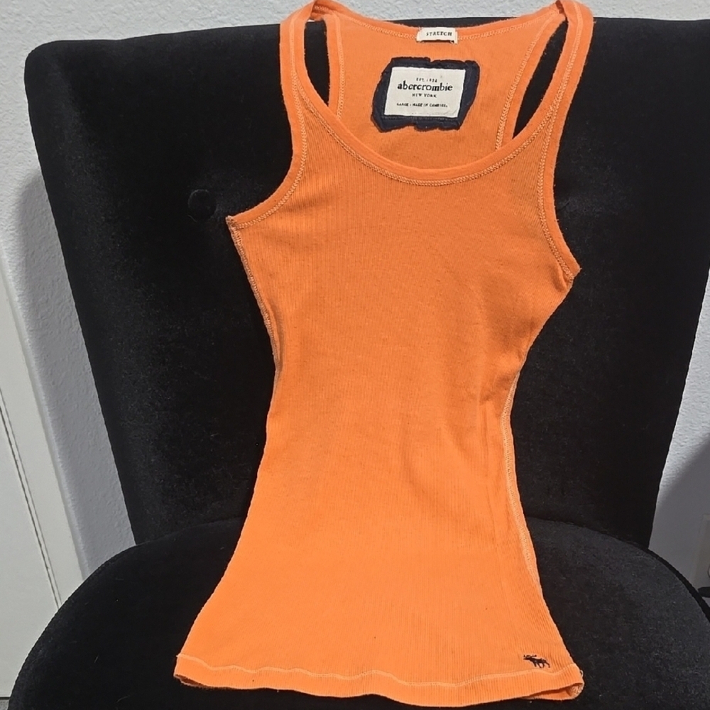 Vintage Y2K Abercrombie & Fitch Orange Ribbed Sleeveless Tank Top